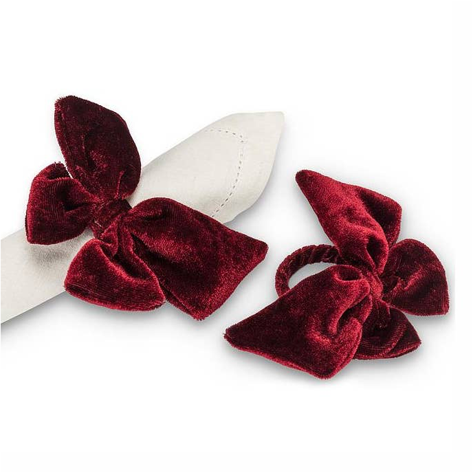 Red Velvet Bow Napkin Rings
