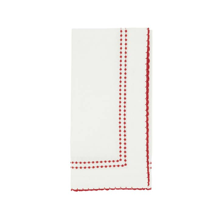 Red Embroidered Dinner Napkins